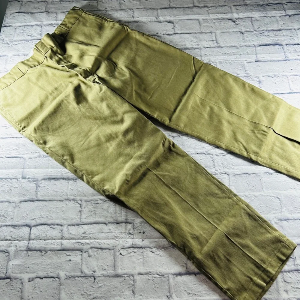 Dickies Mens Khaki Pants Tan Flat Front 4 Pocket Work Business Casual 42x32